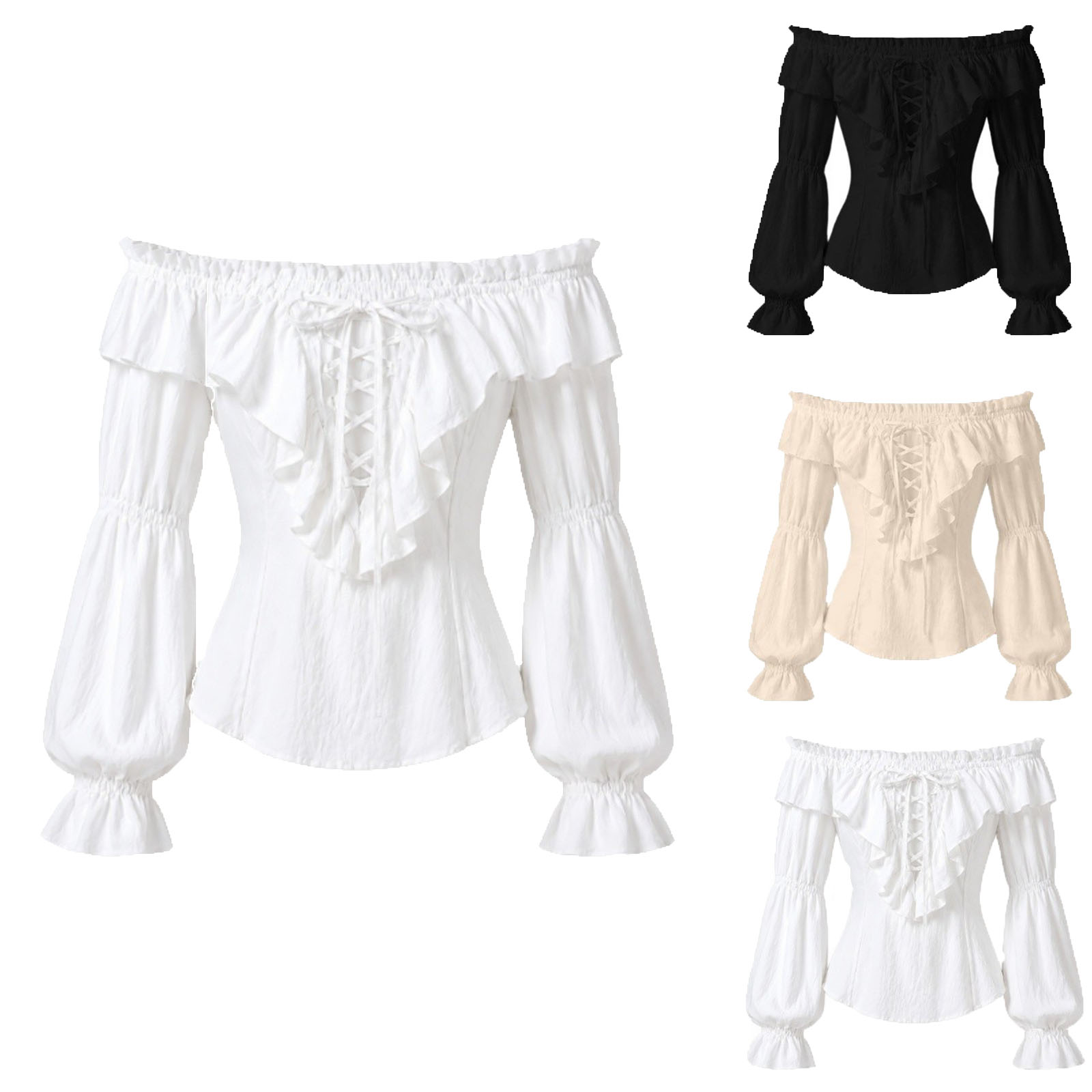 Women Pirate Shirt Renaissance - Medieval Gothic Lace Up Pirate Shirt recension och pris