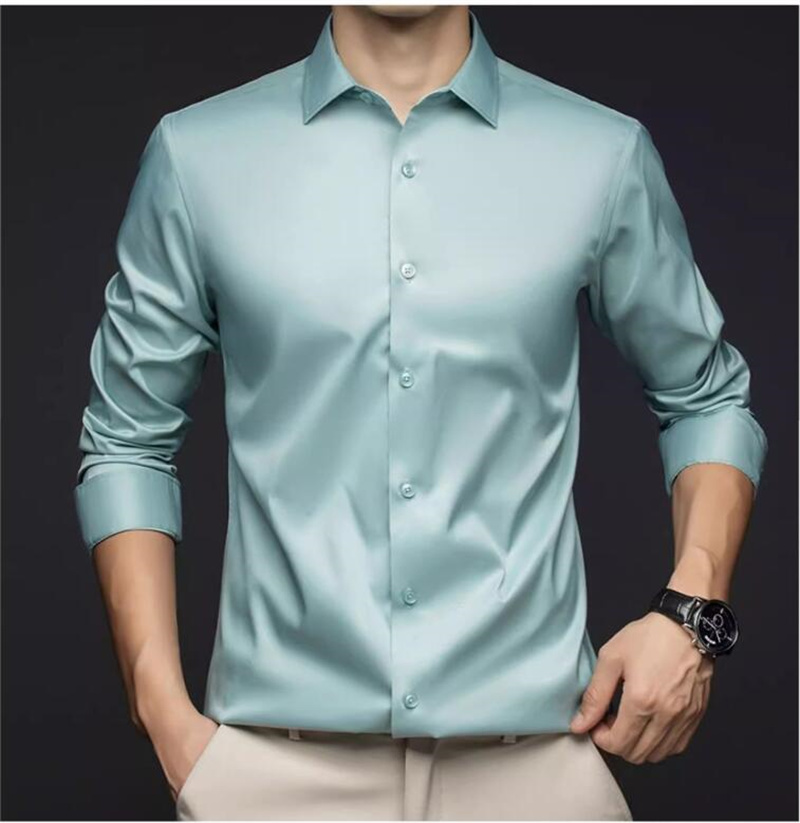 Men Long Sleeve Professional S - Mens Satin Silk Dress Shirt recension och pris