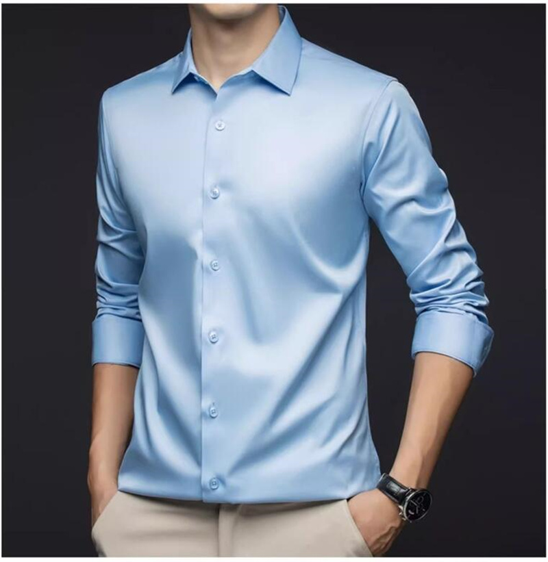 Men Long Sleeve Professional S - Mens Satin Silk Dress Shirt recension och pris