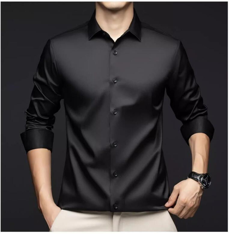 Men Long Sleeve Professional S - Mens Satin Silk Dress Shirt recension och pris
