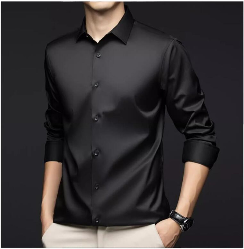 Men Long Sleeve Professional S - Mens Satin Silk Dress Shirt recension och pris
