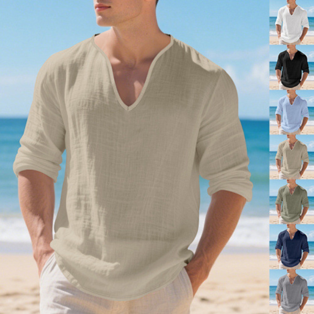 New American Men Loose Plus Si - Mens Linen Shirt Long Sleeve recension och pris