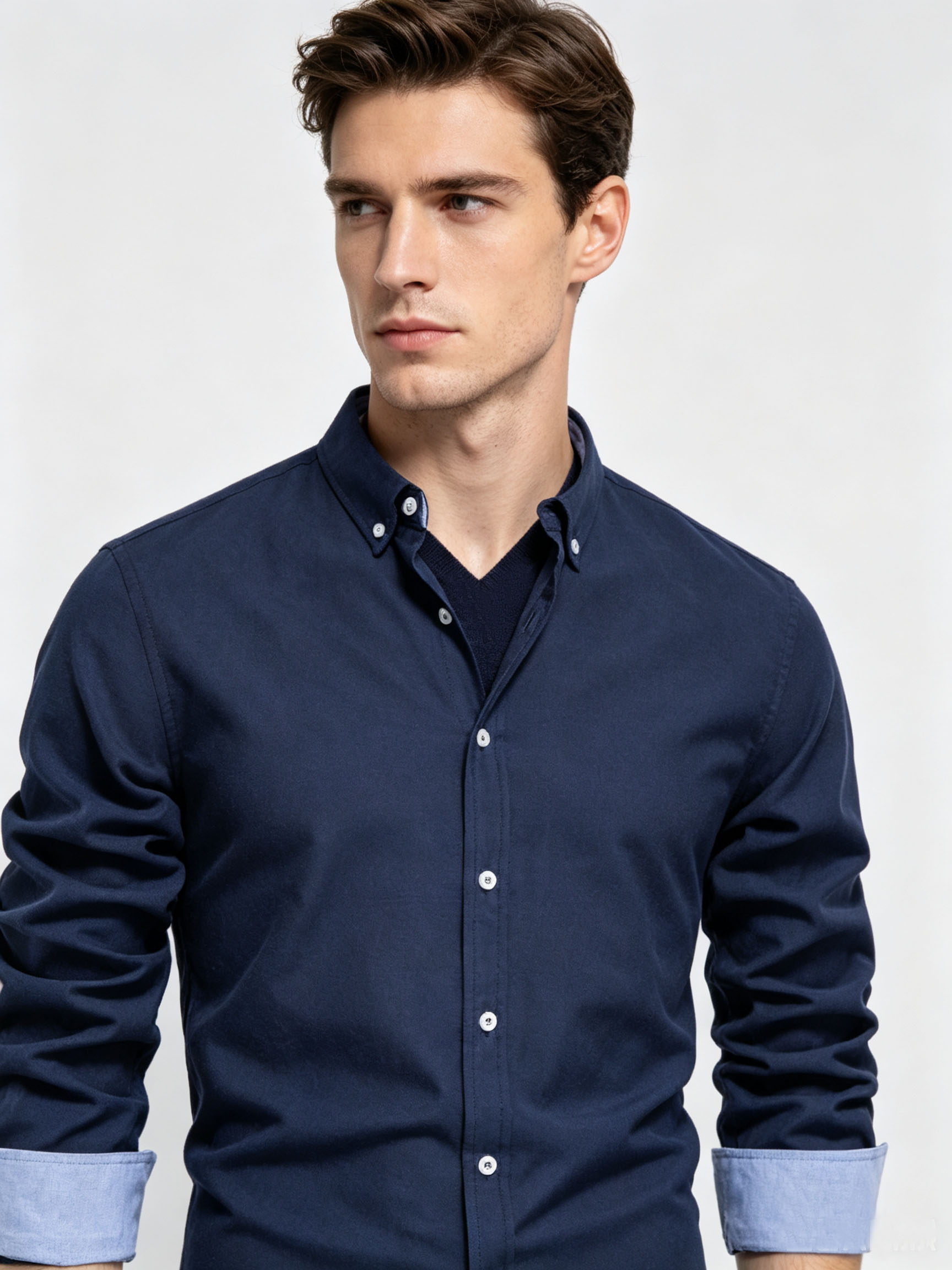 European Size Slim Fit Solid C - Oxford Cotton Casual Shirt Business recension och pris