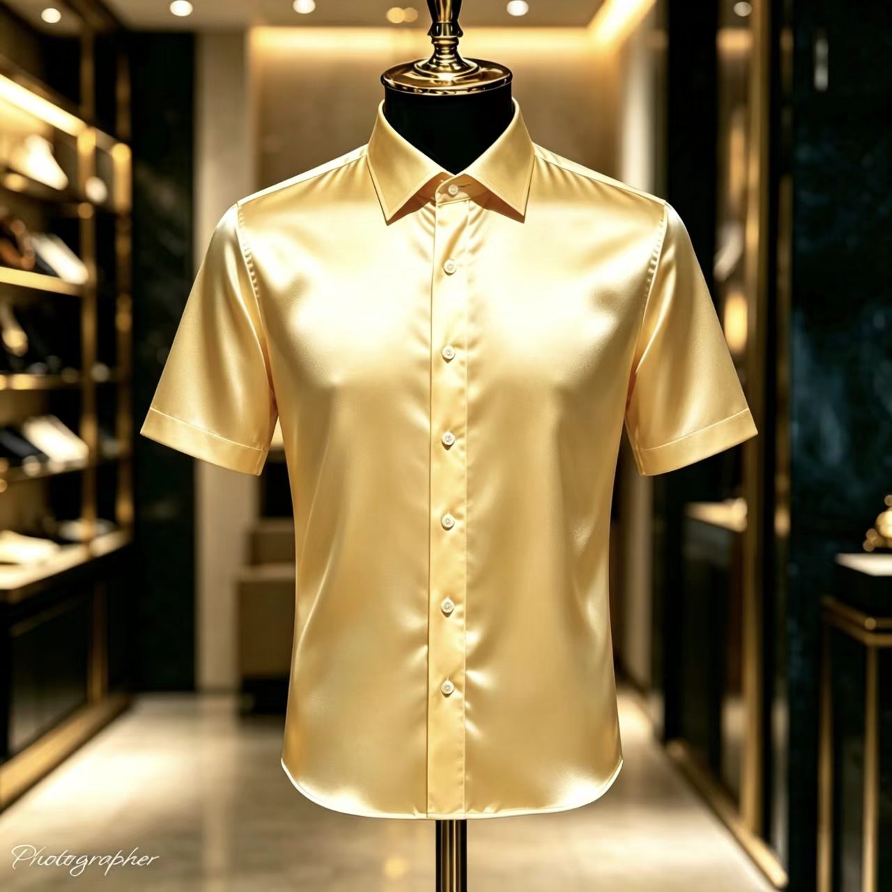 Men's Solid Color Satin Short- - Mens Satin Silk Dress Shirt recension och pris