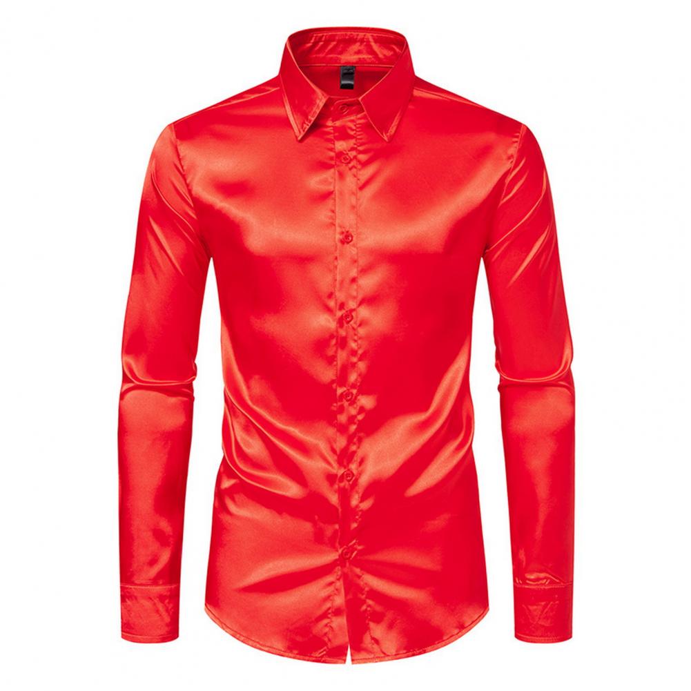 Blue Orange Red Yellow Satin S - Mens Satin Silk Dress Shirt recension och pris