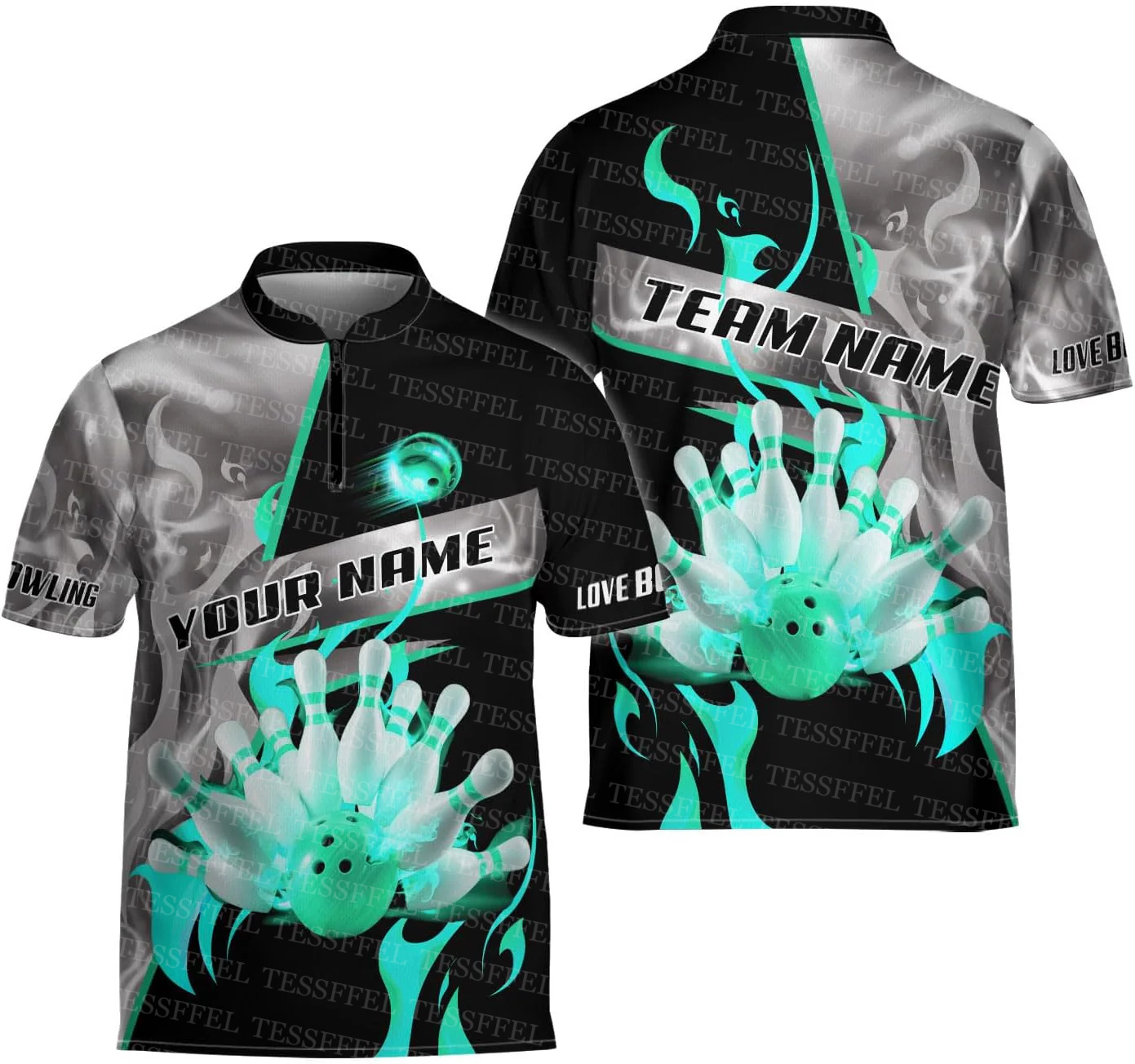 Custom Name Graffiti Flame Str - Short Sleeve Bowling Shirt Retro recension och pris