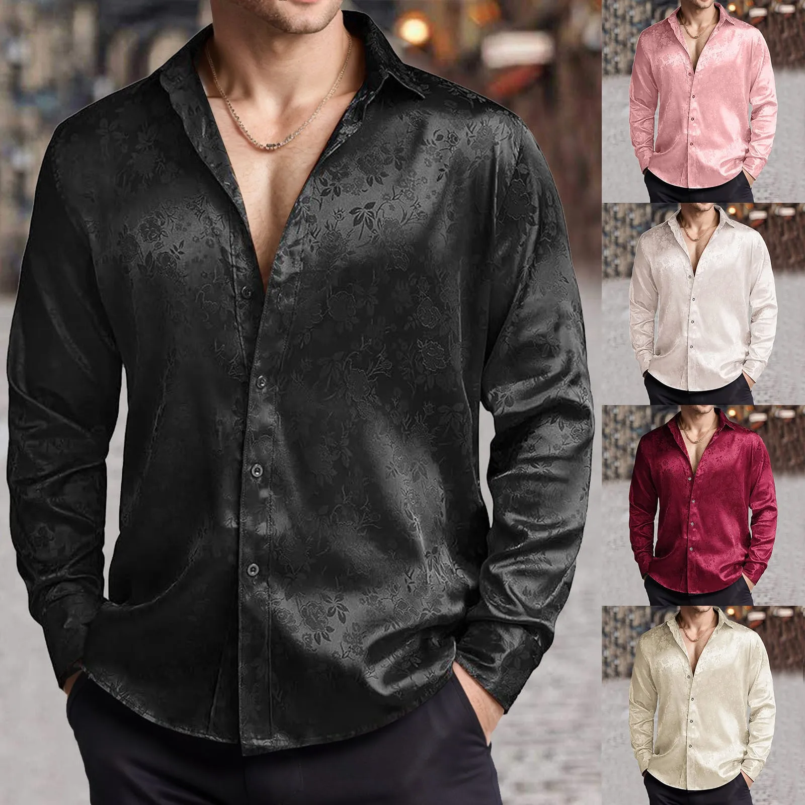 Mens Imitation Silk Satin Dres - Mens Satin Silk Dress Shirt recension och pris