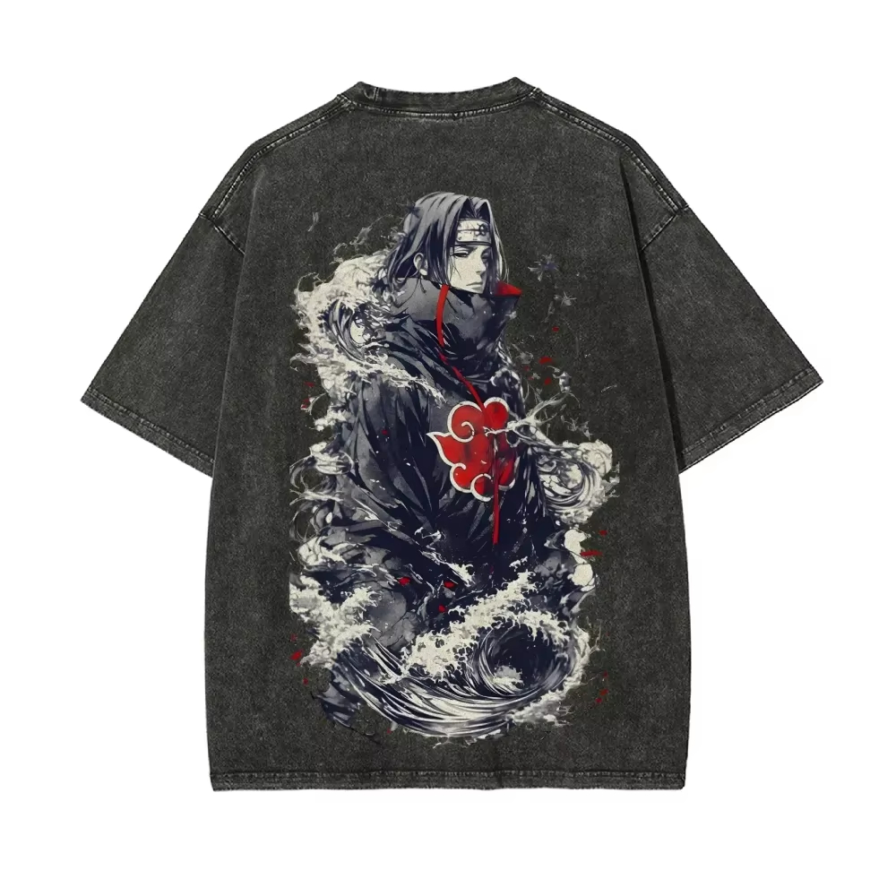 NEW Naruto Itachi Uchiha T Shi - Acid Wash Vintage Graphic T Shirt recension och pris