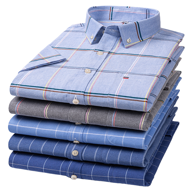 Quality Men Shirt Short Sleeve - Oxford Cotton Casual Shirt Business recension och pris
