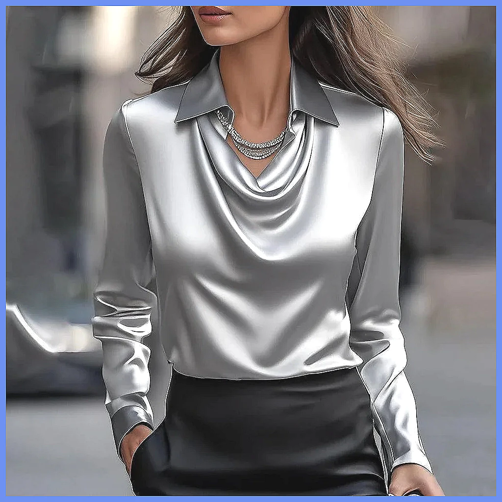 Vintage Satin Blouse Women Lon - Shirts recension och pris