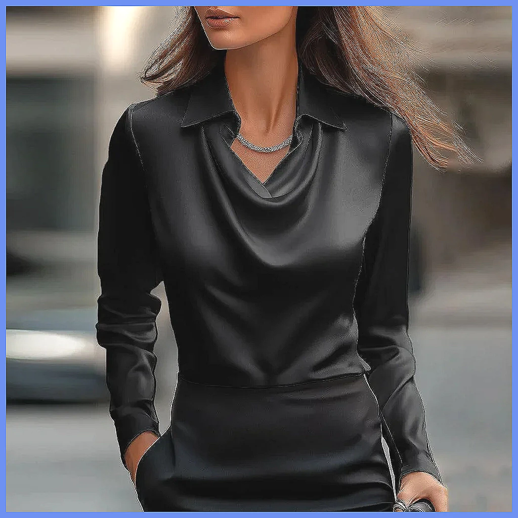 Vintage Satin Blouse Women Lon - Shirts recension och pris