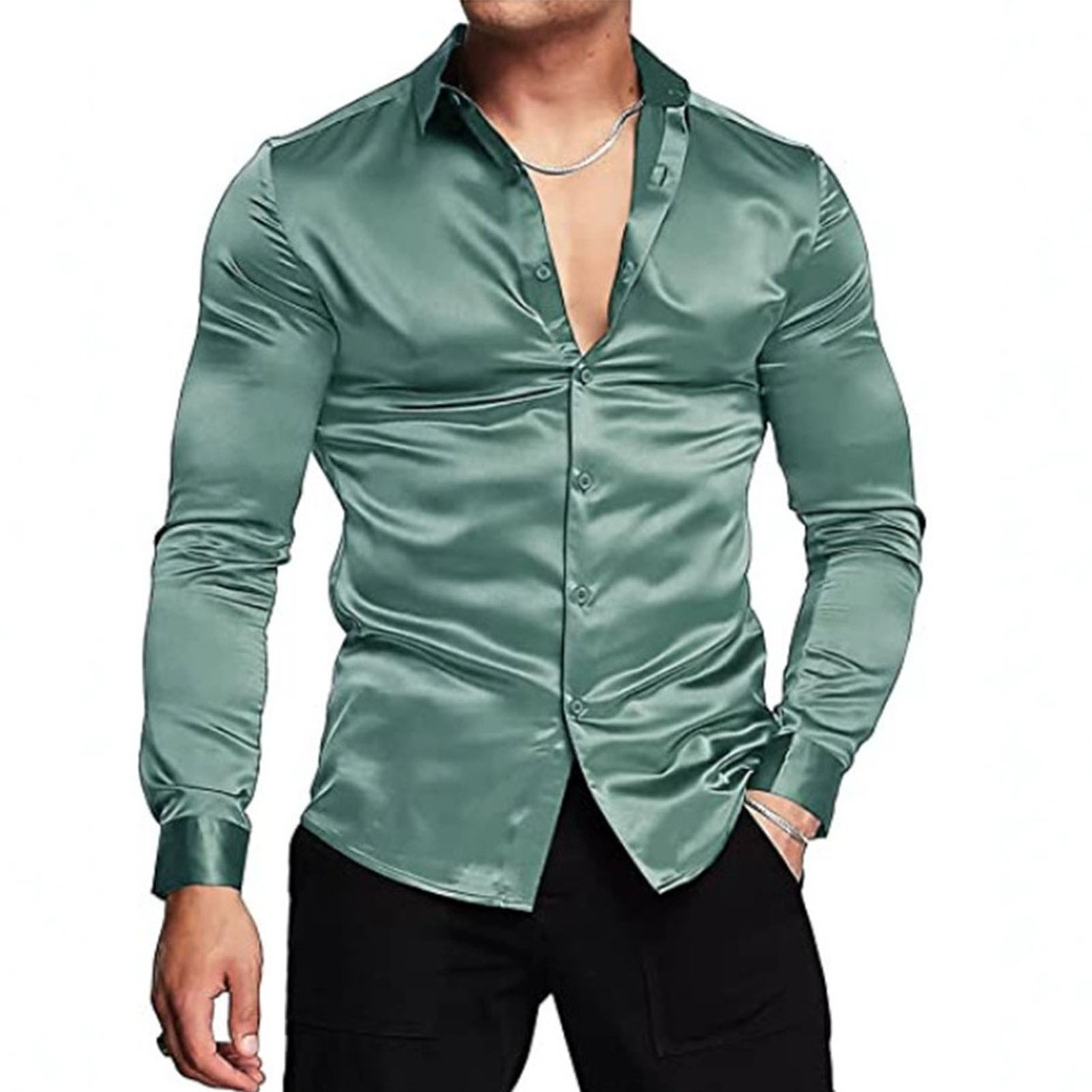 Pink Silk Satin Luxury Dress S - Mens Satin Silk Dress Shirt recension och pris