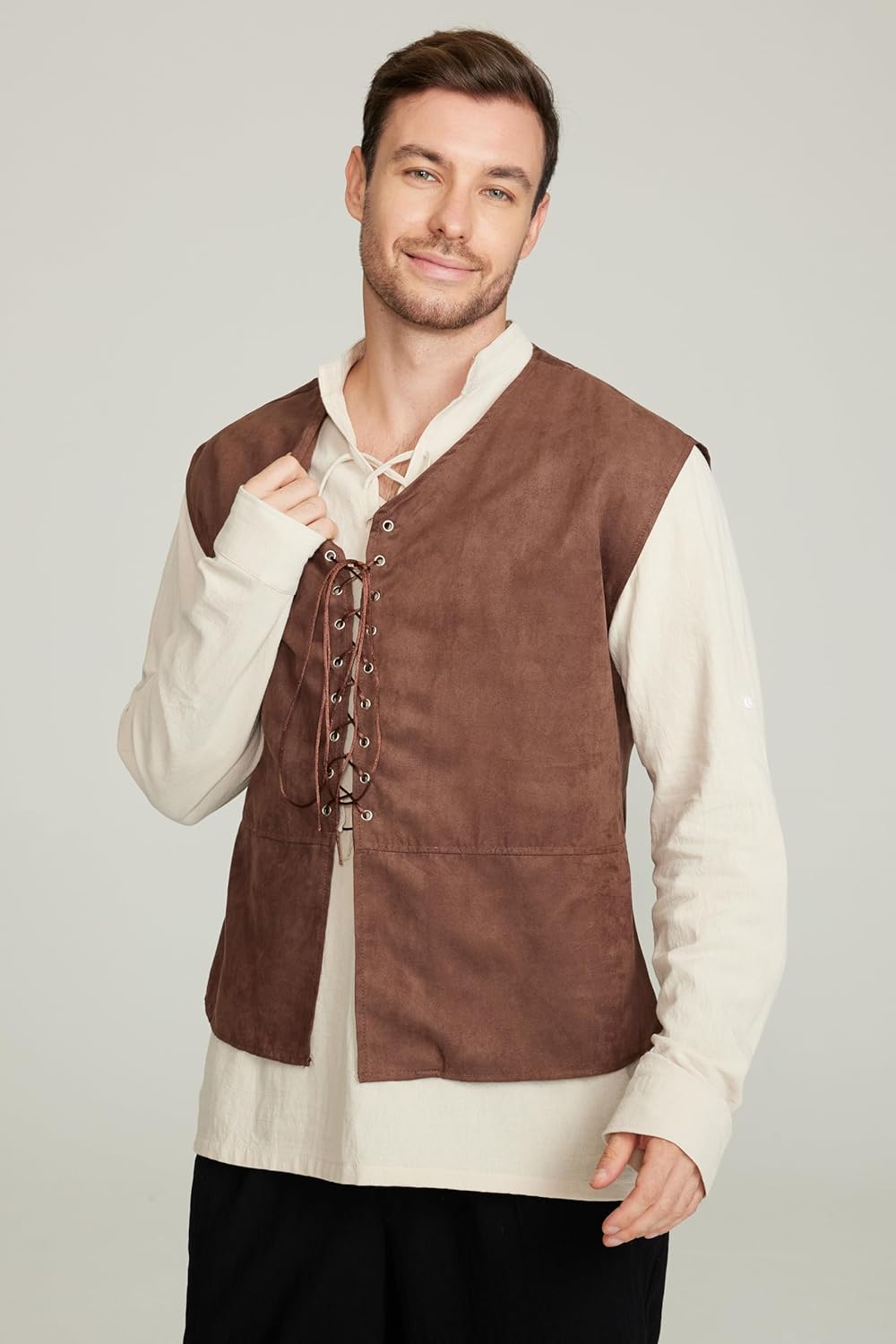 2-piece Set Men's Medieval Pir - Medieval Gothic Lace Up Pirate Shirt recension och pris