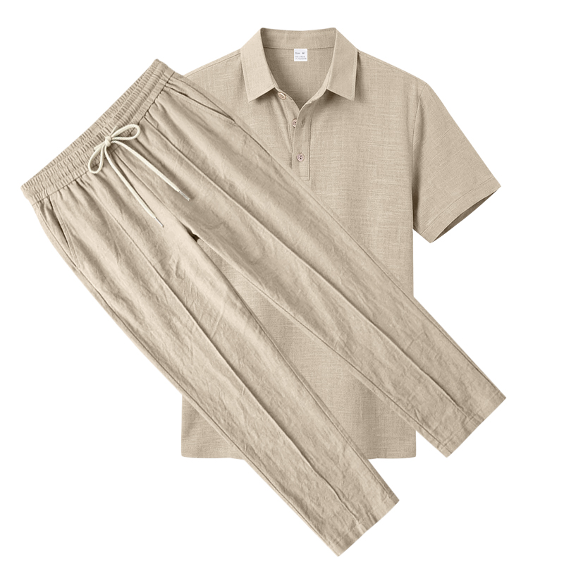 Men's 2 Piece Polo Set Short S - Mens Linen Shirt Long Sleeve recension och pris