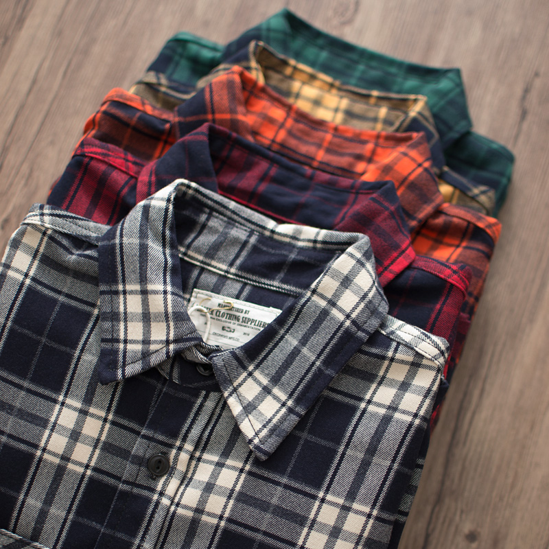 Autumn New American Retro 300g - Flannel Plaid Shirt Heavy Weight recension och pris