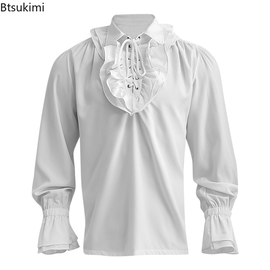 Men's Medieval Renaissance Pir - Medieval Gothic Lace Up Pirate Shirt recension och pris
